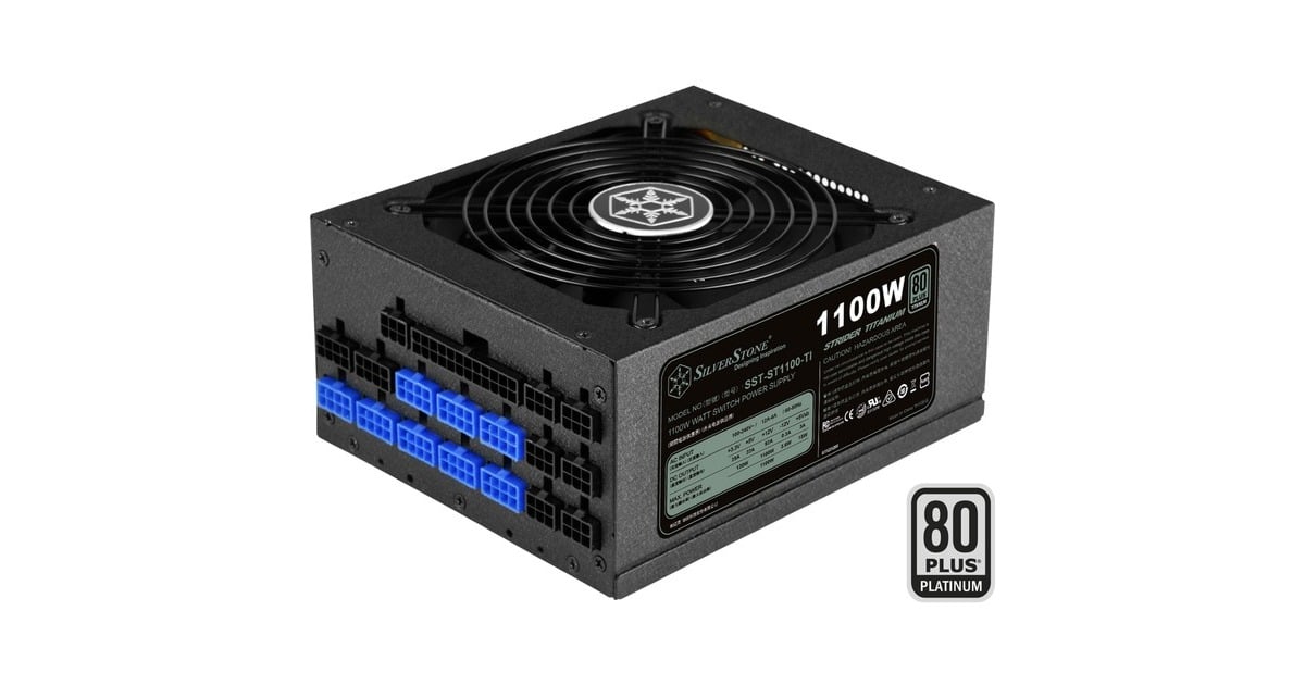 SilverStoneSST-ST1100-TI v2.0 modulaire 1100 watt voeding   (Zwart, 8x PCIe)