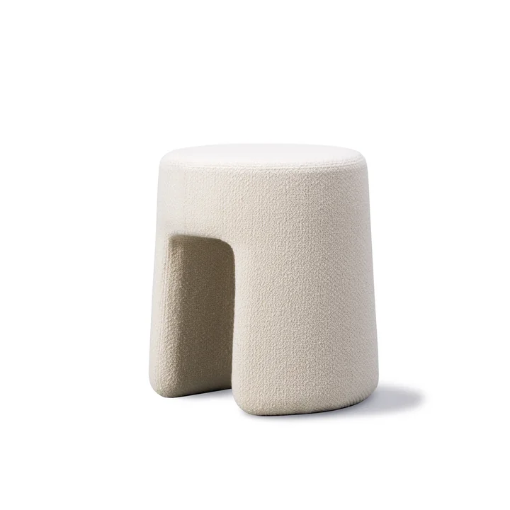 Fredericia - Sequoia Pouf Ø 40 cm, weiss (Bouclé)