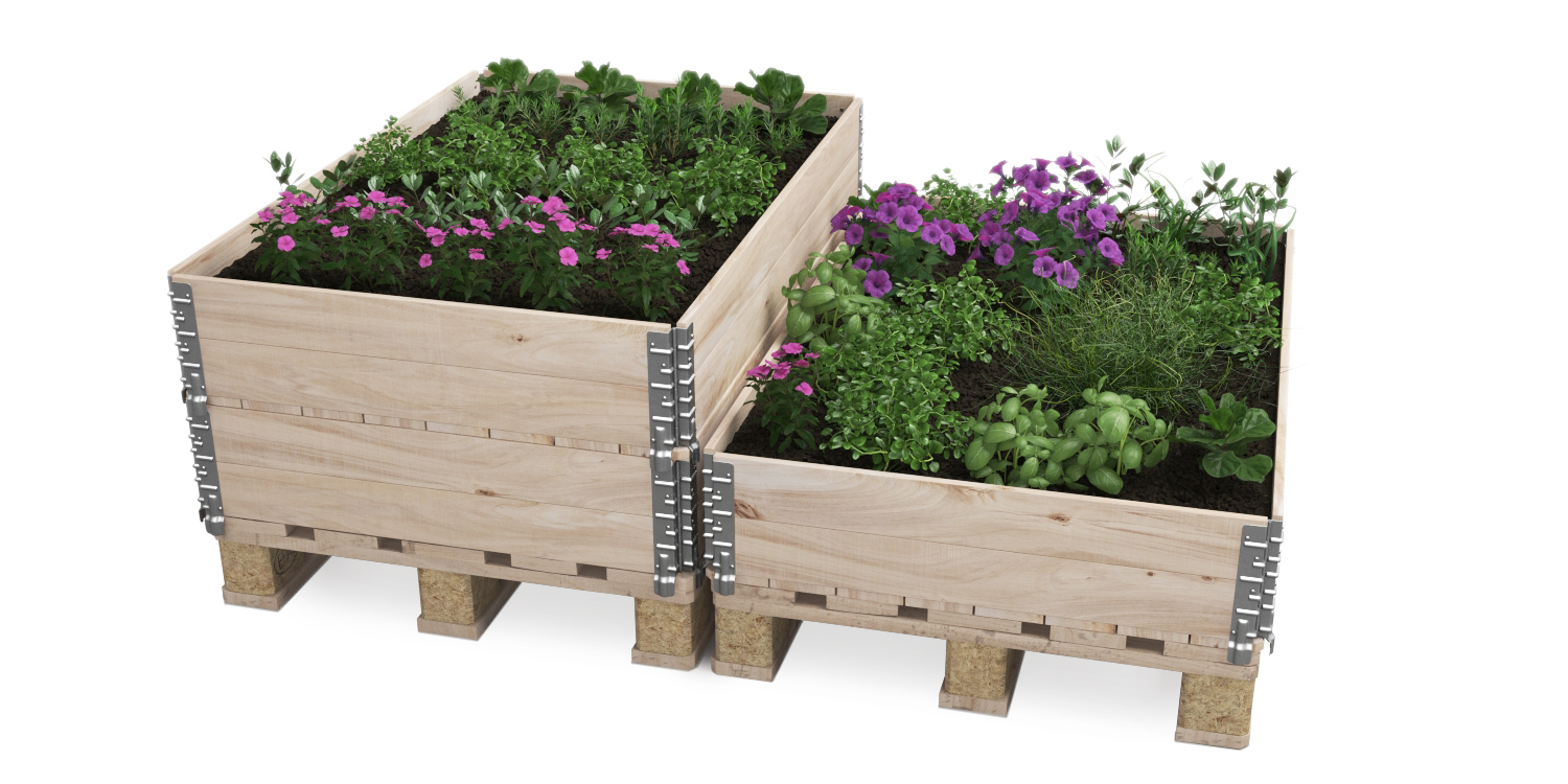 Hochbeet mit 2 Paletten Holz 120 x 80 x 34 cm