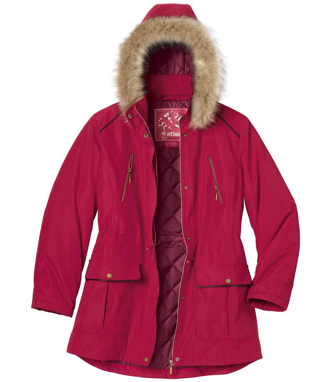 Parka Matelassée à Capuche Fausse Fourrure