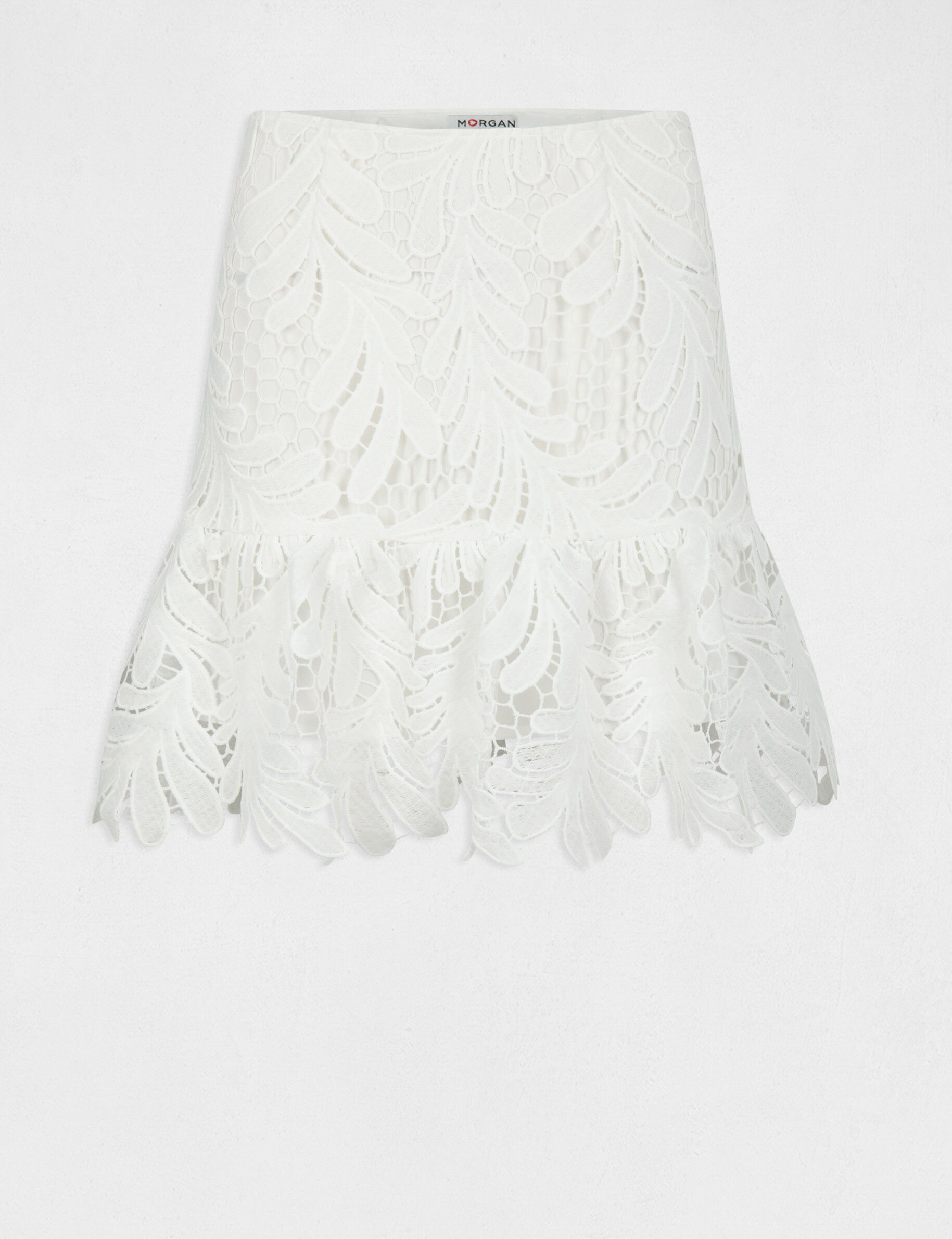 Jupe courte à dentelle ecru femme - ecru