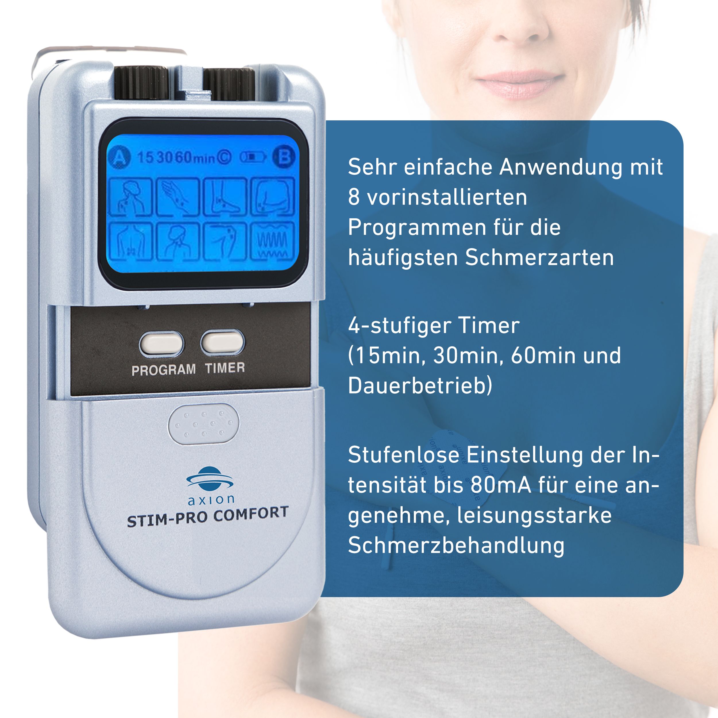 axion® 2 Kanal TENS Gerät STIM-PRO COMFORT zur Schmerztherapie