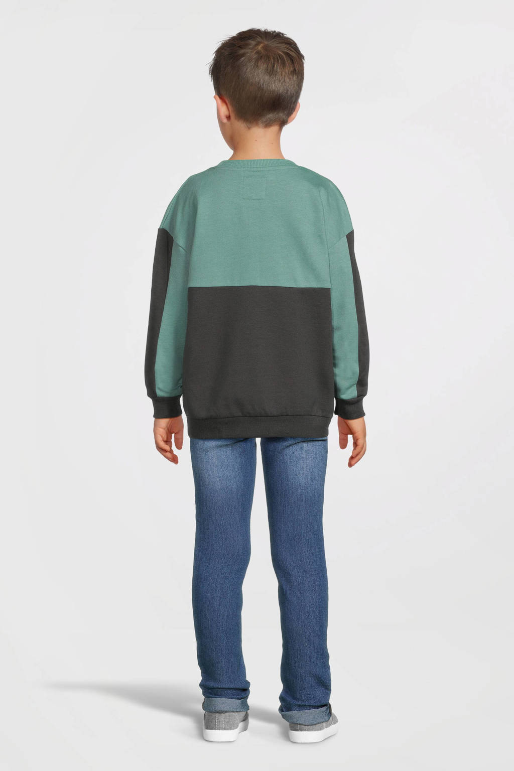 No Way Monday sweater petrol/donkergrijs