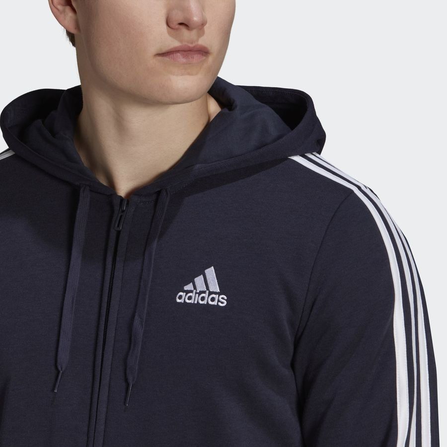 adidas Sweat à Capuche 3-Stripes Essentials - Bleu Marine/Blanc