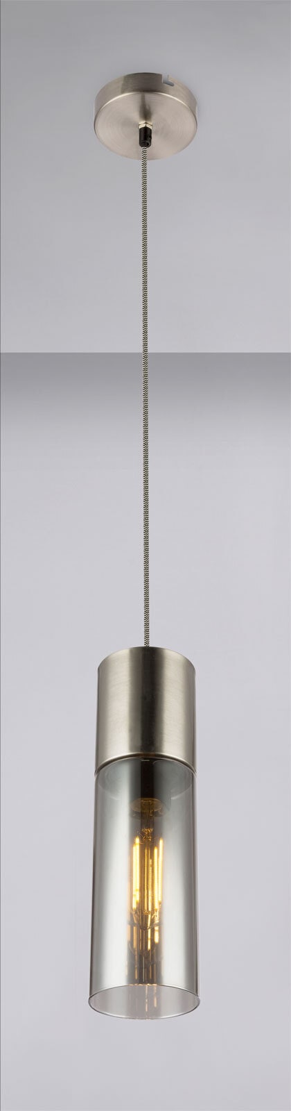 GLOBO Retrofit Pendelleuchte Annika 10x152,5 cm nickel/rauchfarbig