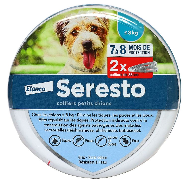 2 colliers Petits Chiens anti-parasitaire -8kg
