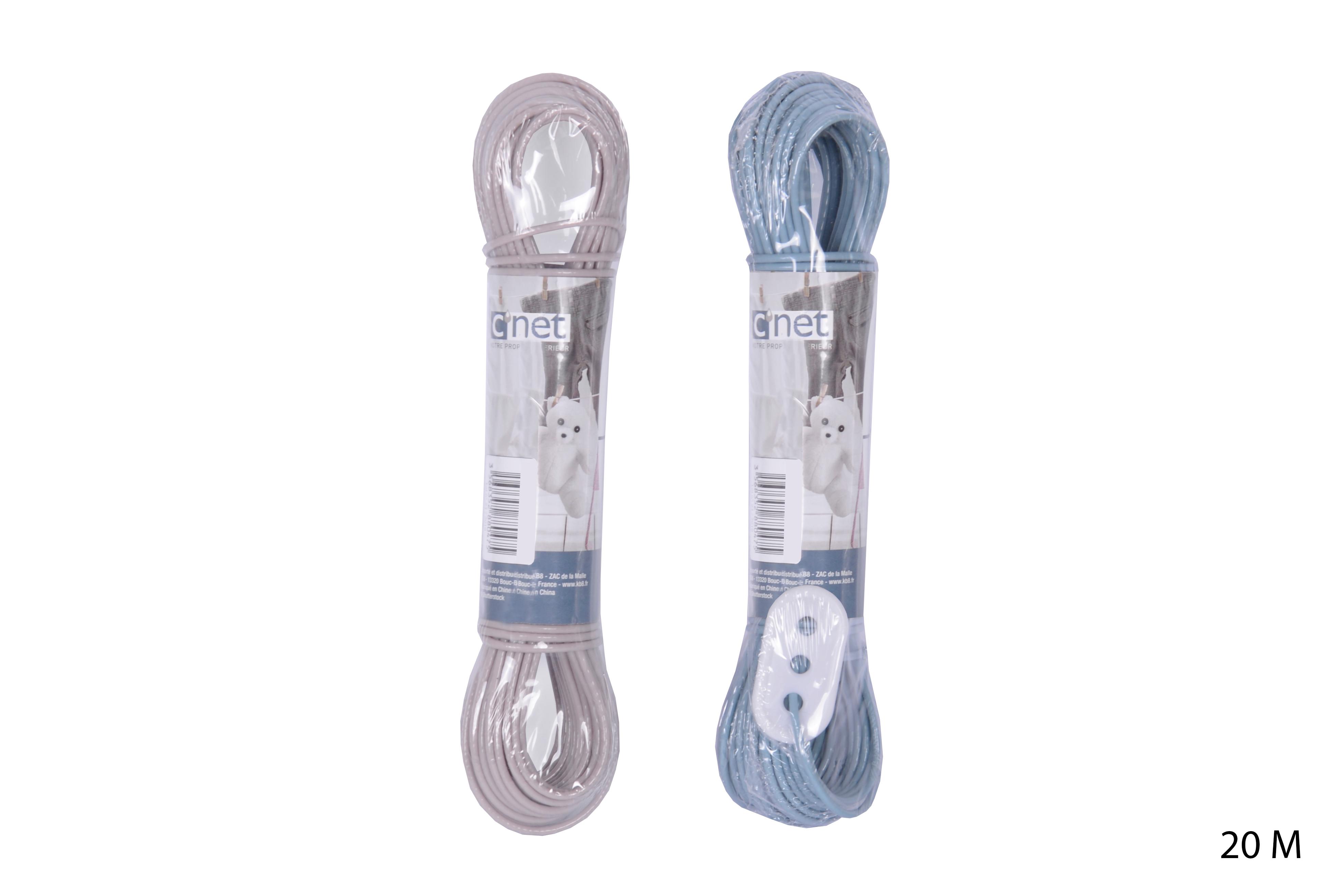 CORDE A LINGE 20M FIL METAL GREGE ET BLEU