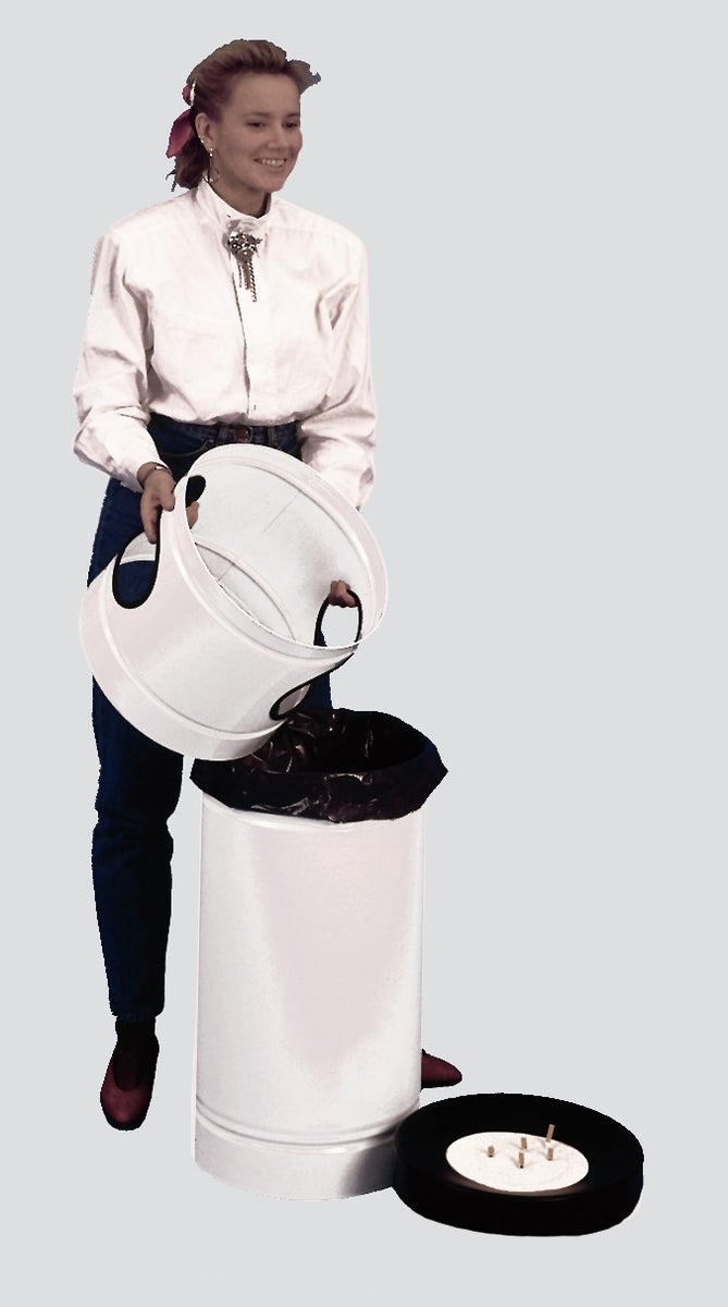 PROREGAL Robuuste Combi-asbak met Aluminium Kop voor 56 Liter Plastic Zakken HxBxD 88,5 x 36,5 x 36,5 cm Gegalvaniseerd Staal Wit