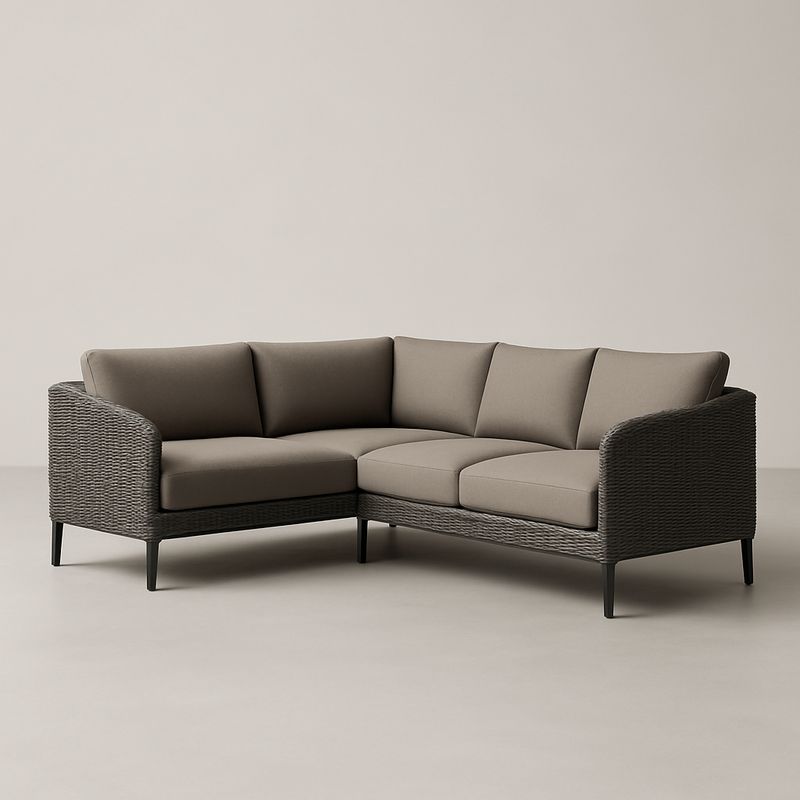 Ecksofa Polyrattan Aluminium Braun 230x230x70 cm