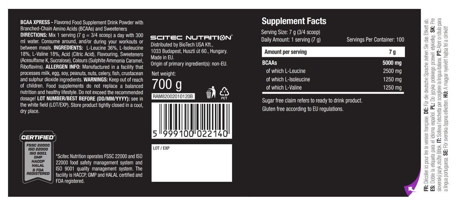 Scitec Nutrition BCAA Xpress 700 g