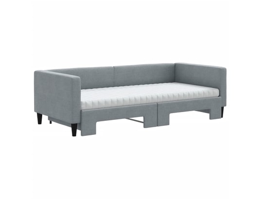 VIDAXL - Lit de jour avec gigogne et matelas gris clair 90x190 cm tis...