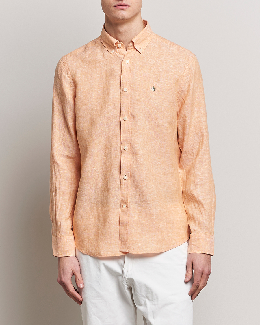 Morris Douglas Linen Button Down Shirt Orange