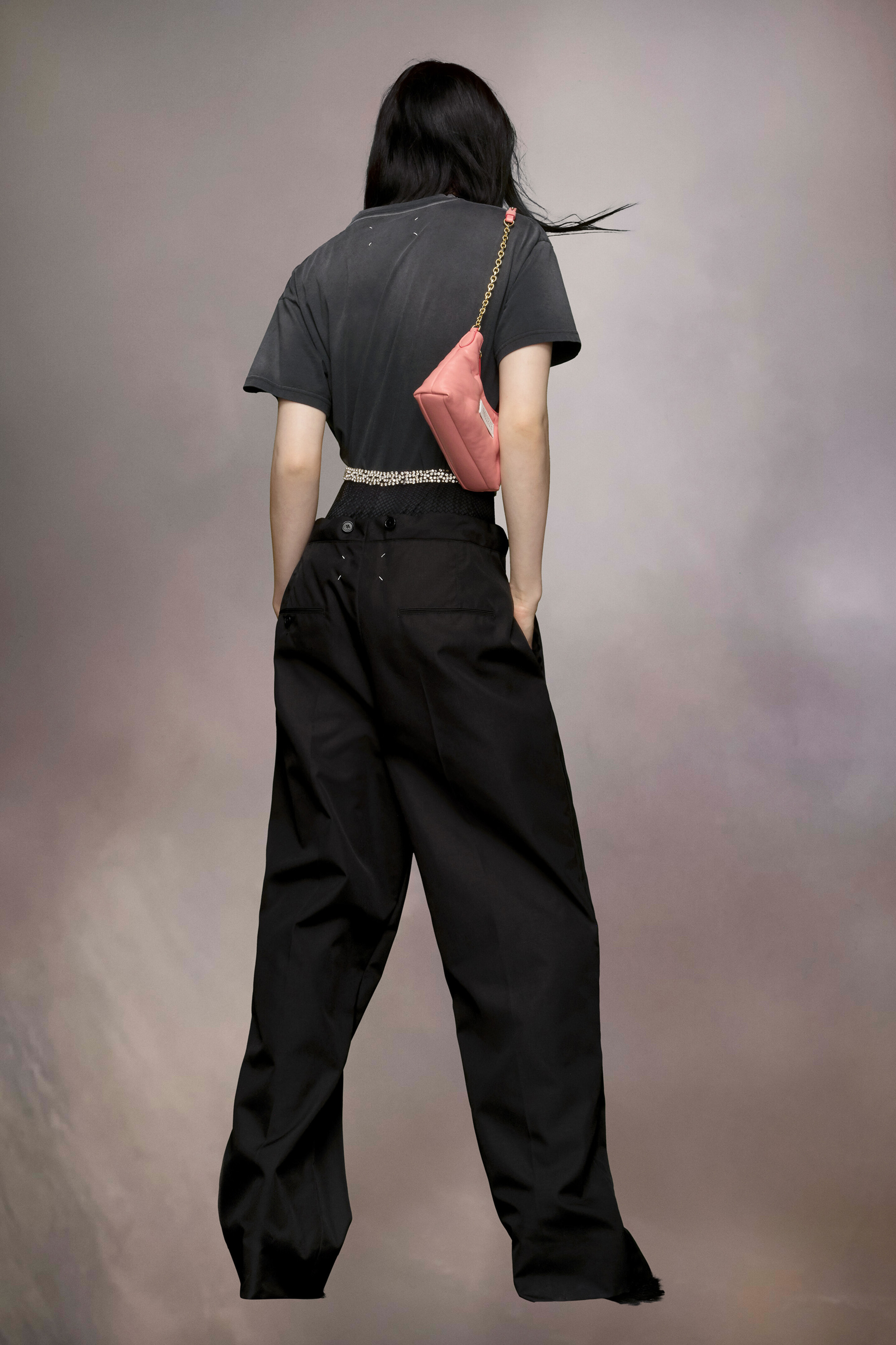 T-shirt à logo inversé noir en coton pour femme Noir