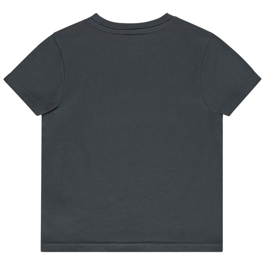 T-shirt manches courtes uni avec print et écriture brodée pour garçon - Gris foncé