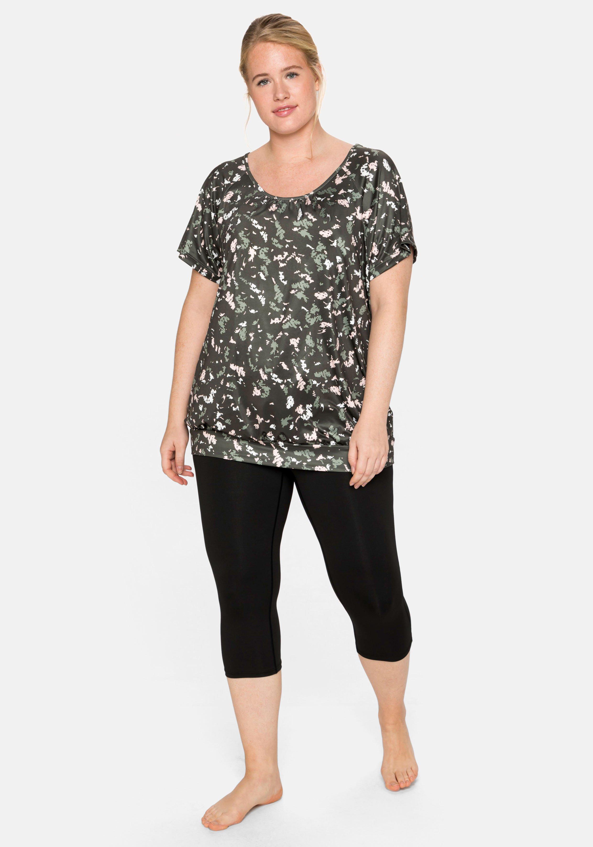 Funktionsshirt mit Alloverdruck und Saumbündchen