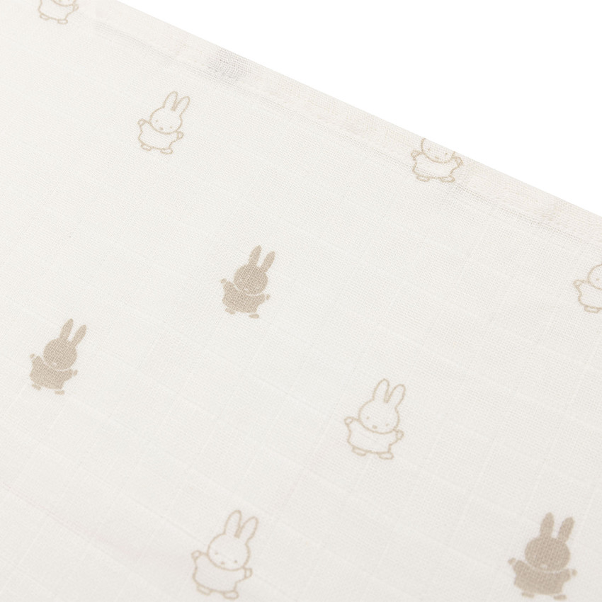 Lot de 3 langes en gaze de coton 70 x 70 cm Happy Miffy nougat