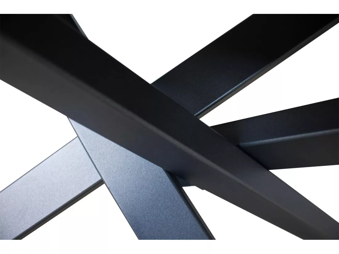 Table extensible 90x160/220 cm Ganty Gris Béton bande de chante en teinte cadre Anthracite
