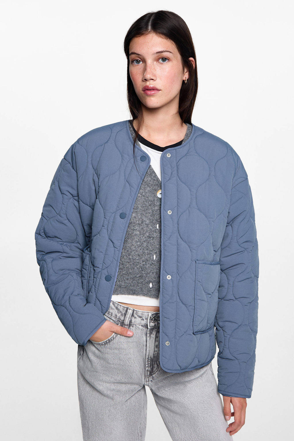 MANGO TEEN tussenjas zachtblauw