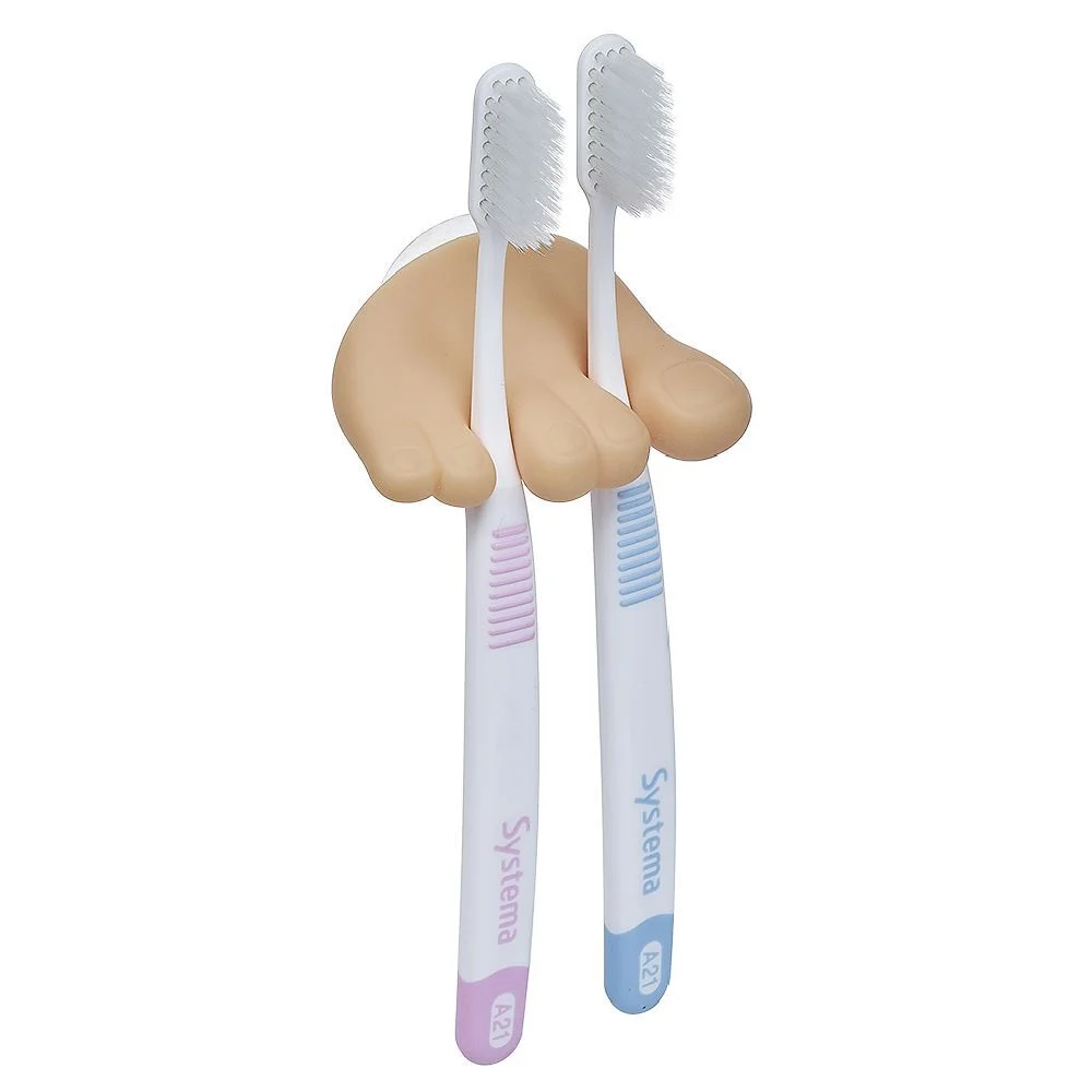 Porte brosse à dents et câble 2 en 1 forme pied