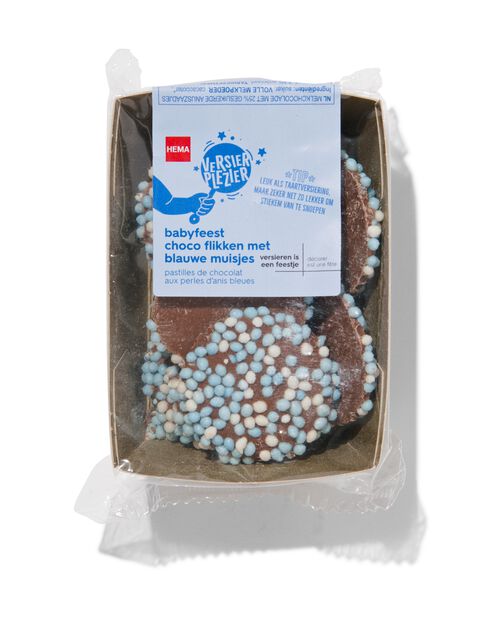 décoration pour gâteau - pastilles en chocolat - fête bébé bleu