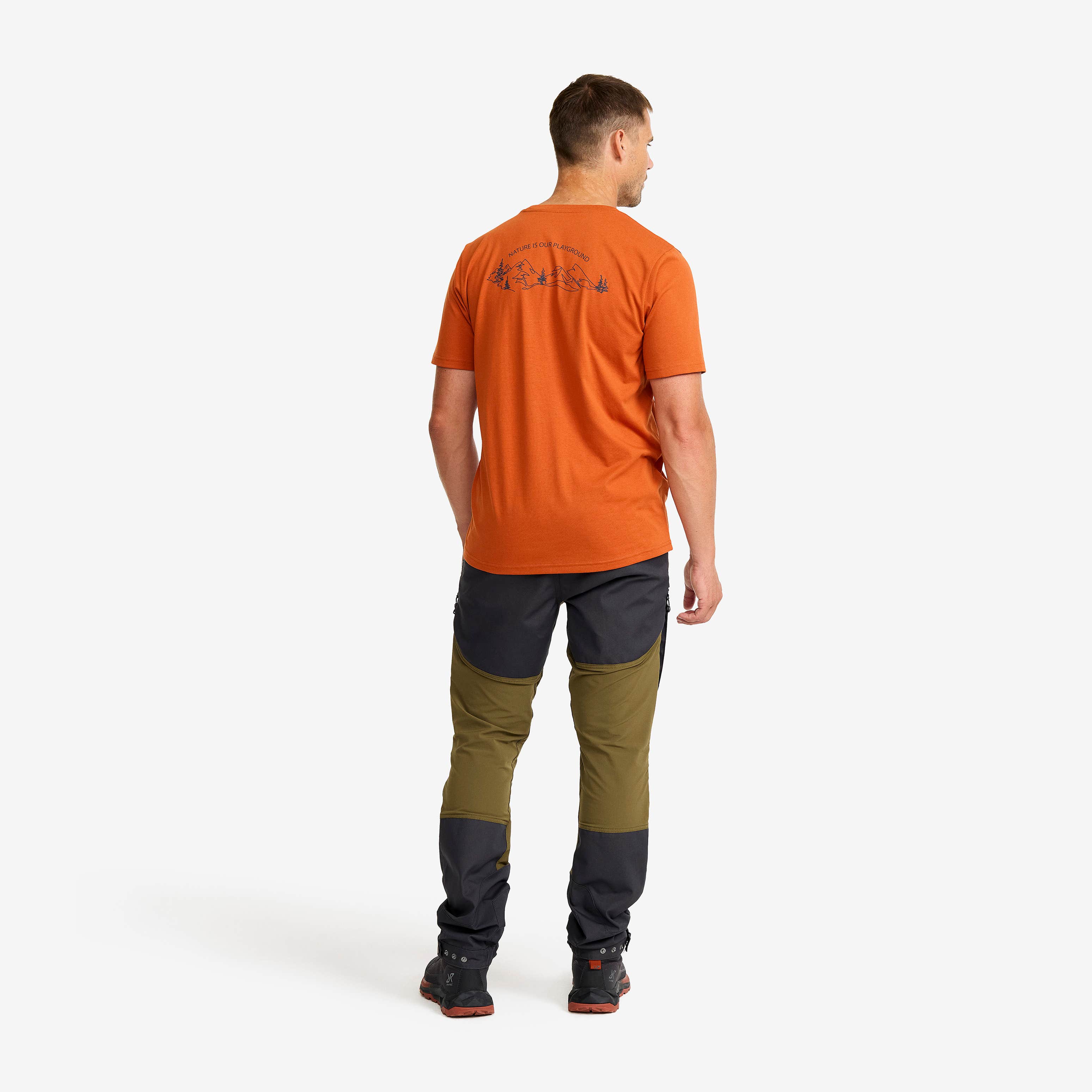 Easy Graphic Nature Lines T-shirt Herre Terracotta Brown