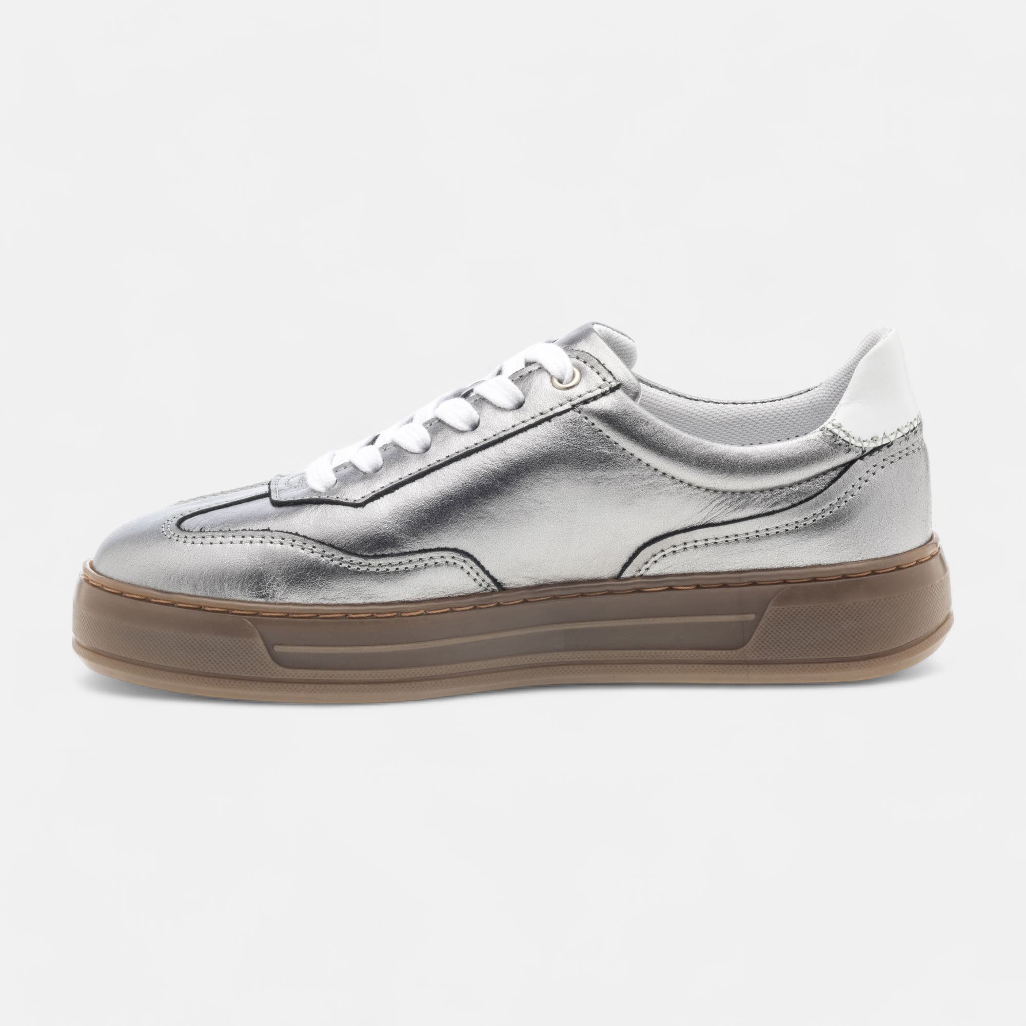 Baskets basses Femme en cuir plomb