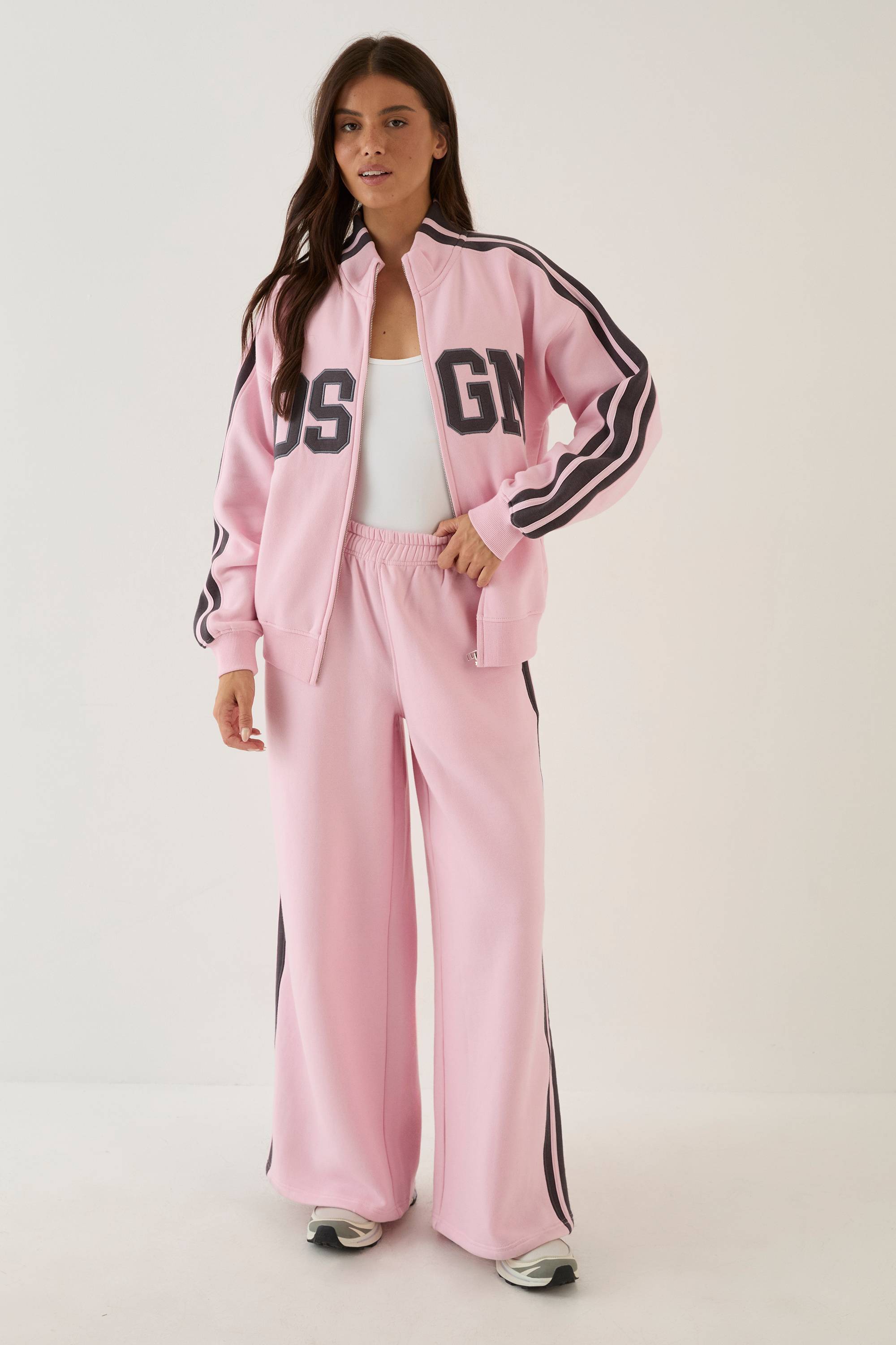 Ensemble De Survêtement Bomber Zippé Col Montant À Bandes Latérales Dsgn Studio