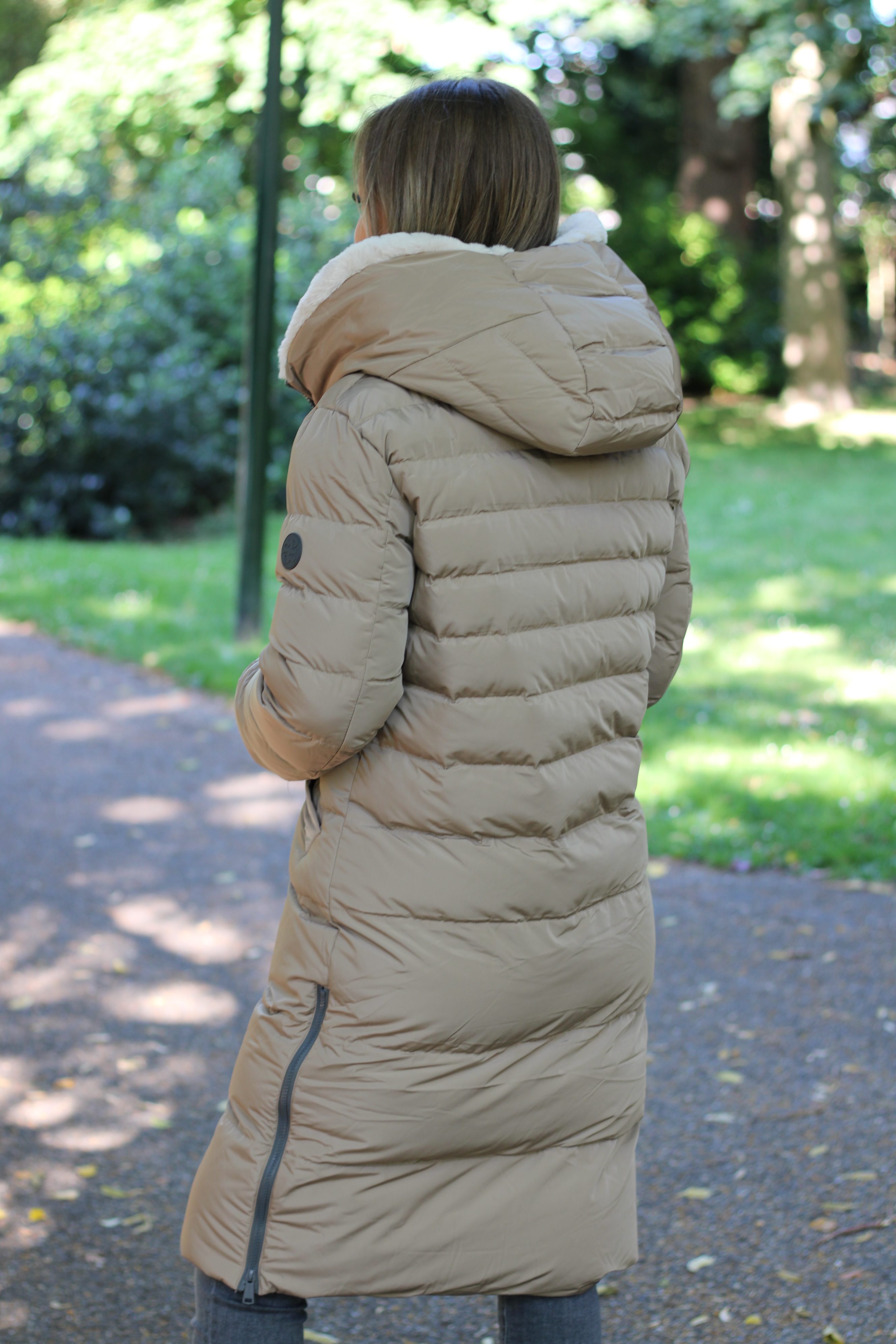 Rino & Pelle - Keila Fur Long Padded Hooded Coat - Toffee/Stone
