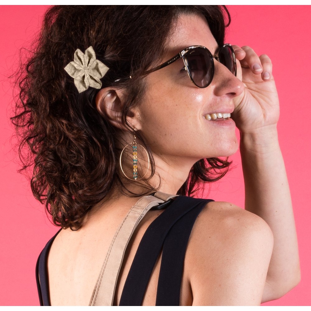 Barrette Fleur Étoile Lin Cuivré