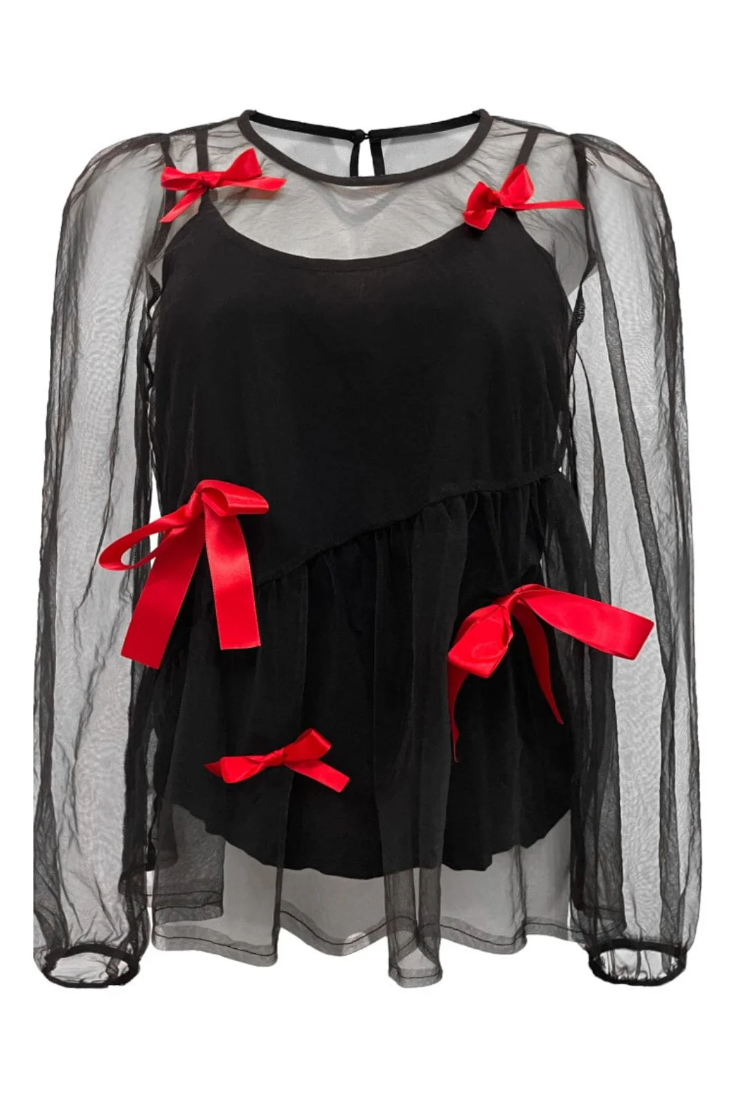 Liberte Tulle-Ls-Bow-Blouse 22126