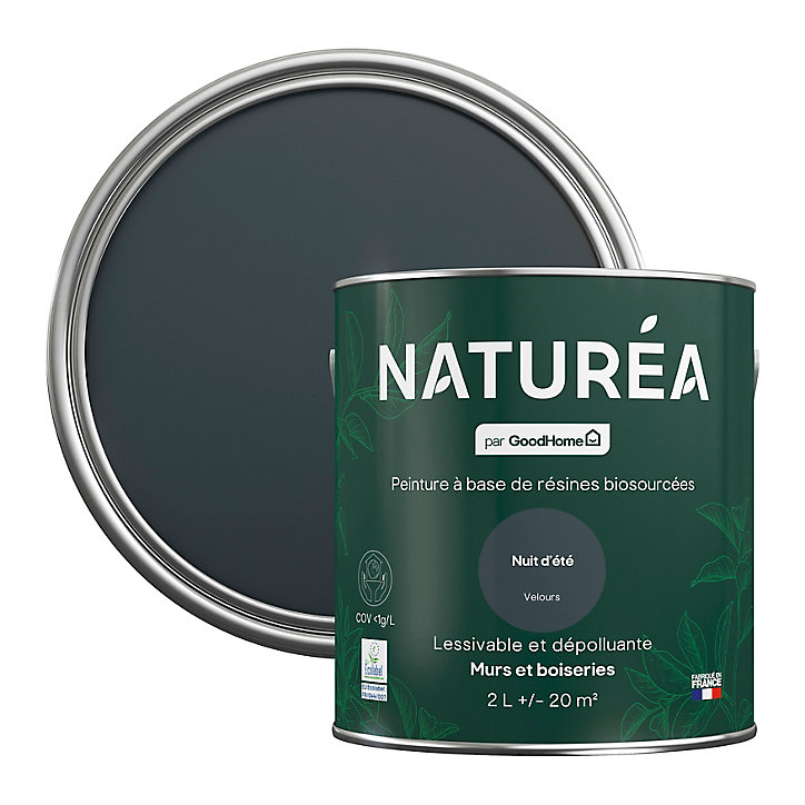 Peinture murs et boiseries Naturéa par GoodHome nuit d'été velours 2L