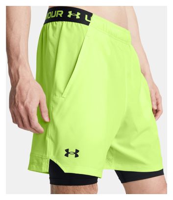 Short 2 en 1 Under Armour Vanish Woven Vert Noir Homme