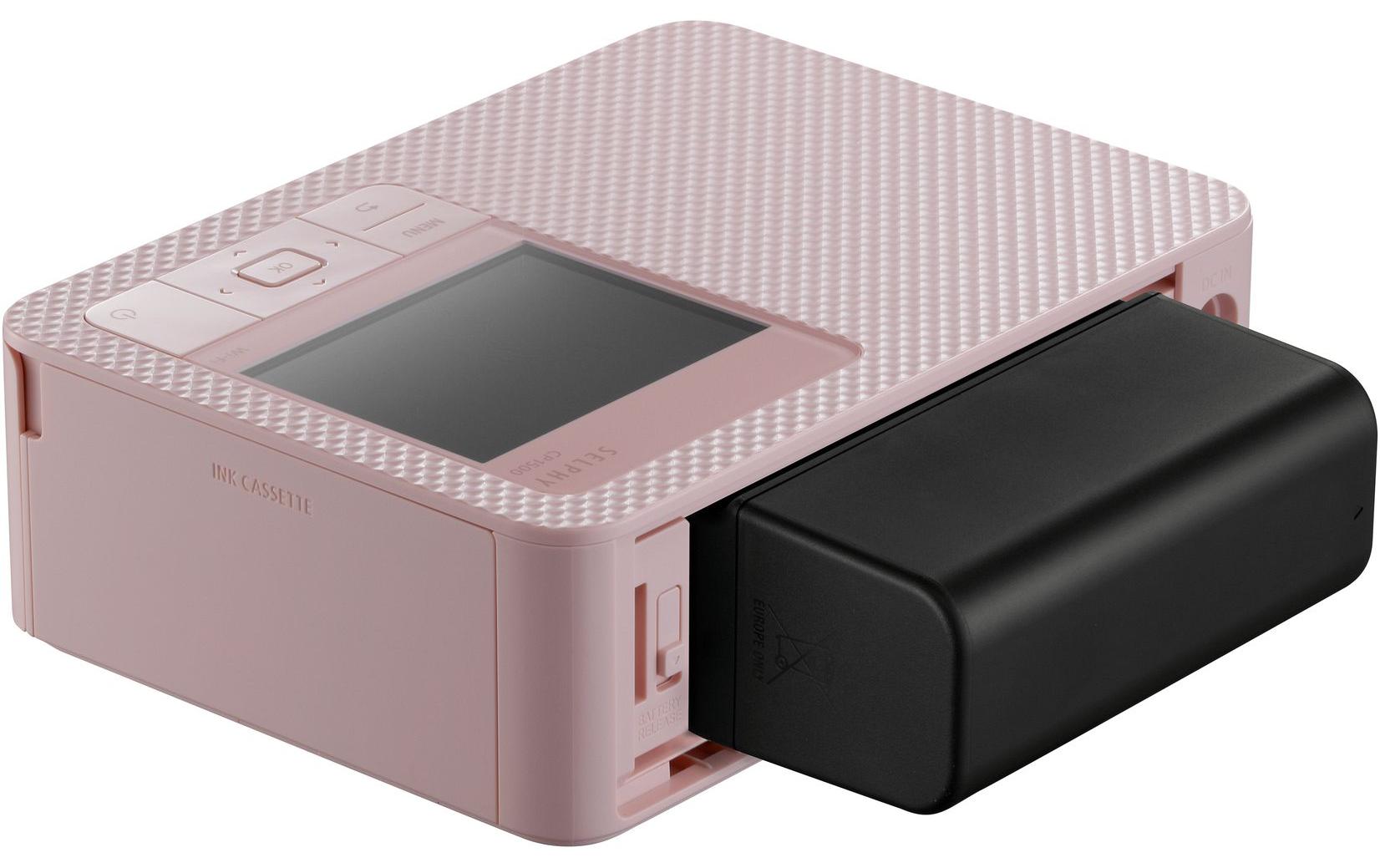 Fotodrucker Selphy CP1500 Rosa inkl. Papier und Tinte<br>Mobiler, WLAN-fähiger Fotodrucker
