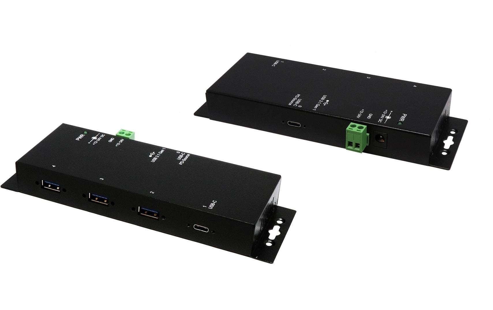 USB-Hub EX-1191HMVS-PD<br>4 Port USB 3.2 Gen 1 Metall HUB mit USB PD Aufladung (Surge Protection)