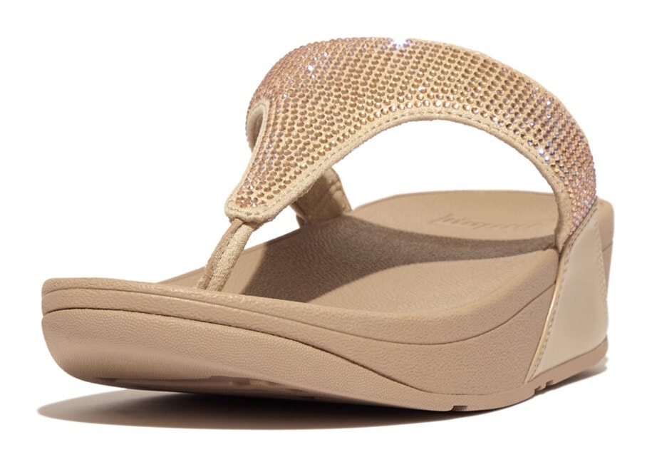 Fitflop Dianette »LULU CRYSTAL EMBELLISHED TOE-POST SANDALS - HOTFIX«  , Keilabsatz, Sommerschuh, Zehentrenner mit weichem Zehensteg