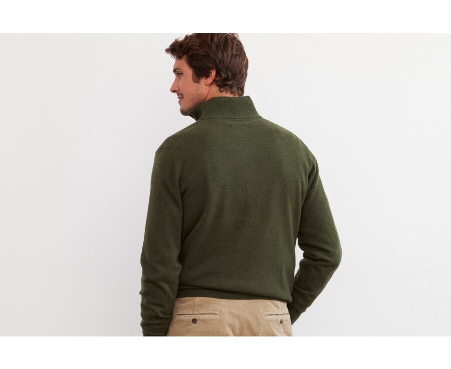 Pull col zippé homme laine Vert - KEITHY