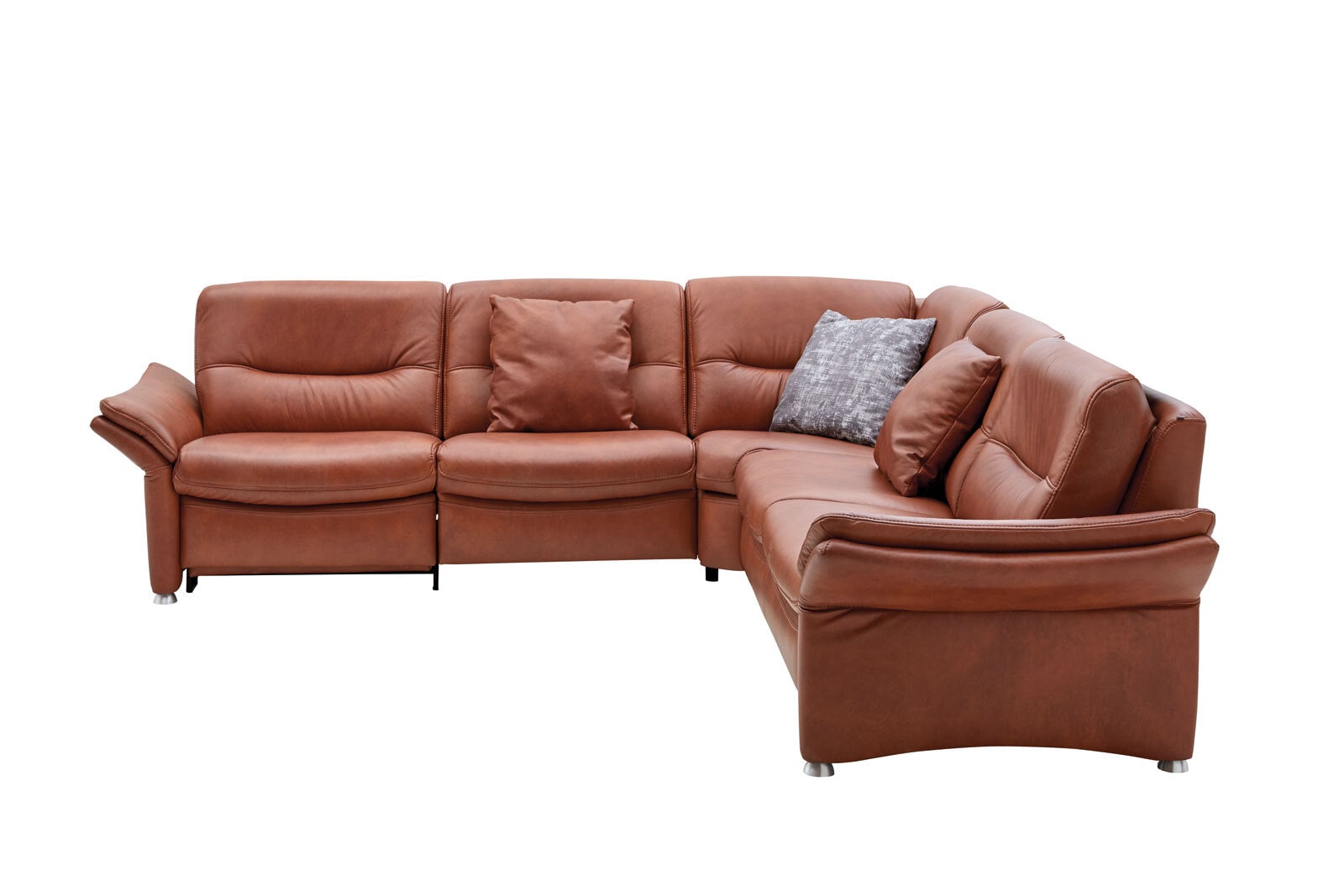 com4lux Ecksofa BRESCIA Leder Cloudy cognacbraun