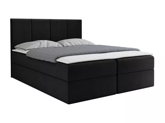 Lit continental Baltimore 147, Continental, Double, Noir, 140x200, Tapisserie, 144x208cm