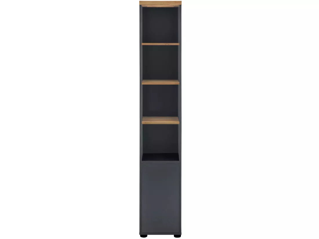 Armoire 1 porte et 3 étagères en MDF blanc et anthracite
