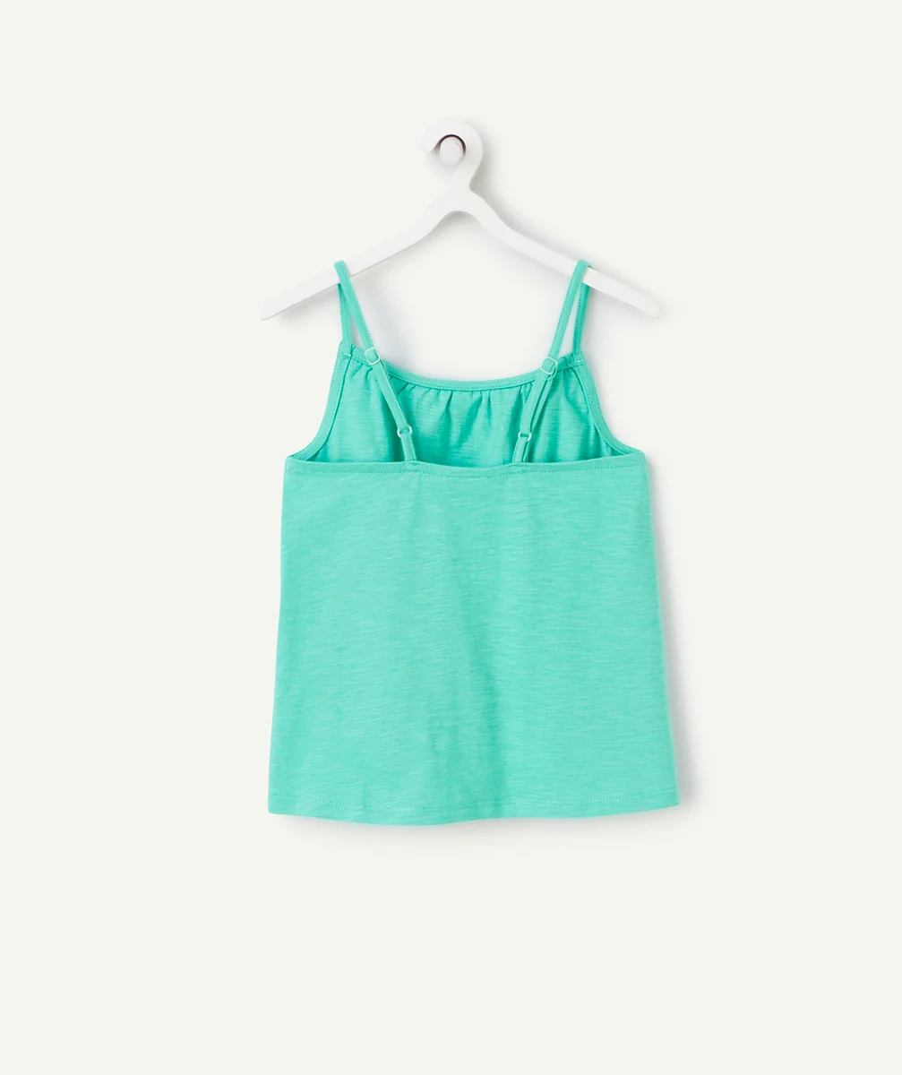 débardeur fille en coton bio vert avec volants