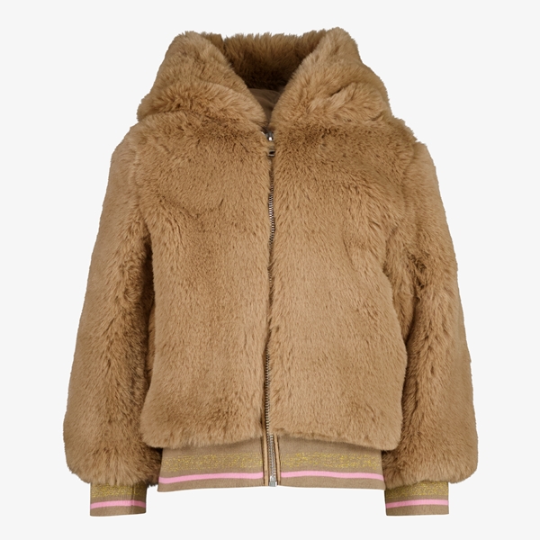 TwoDay meisjes winterjas van imitatiebont bruin