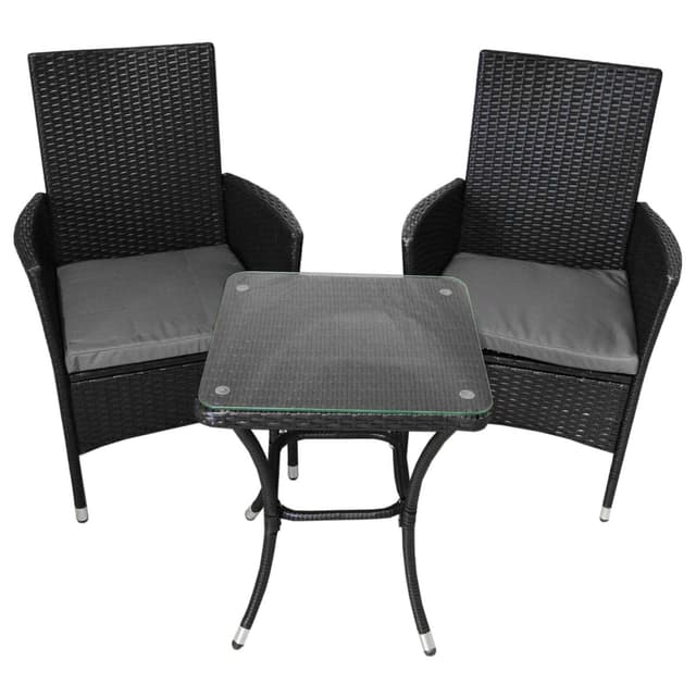 Jardí Rattan Bistro Sæt Sort