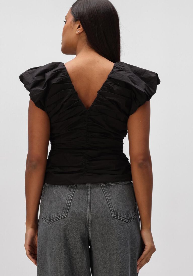 zwarte ganni tops & t-shirts stretch cotton ruches top