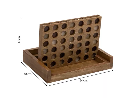 Jeu de 4 en ligne en bois marron 24x18x17h
