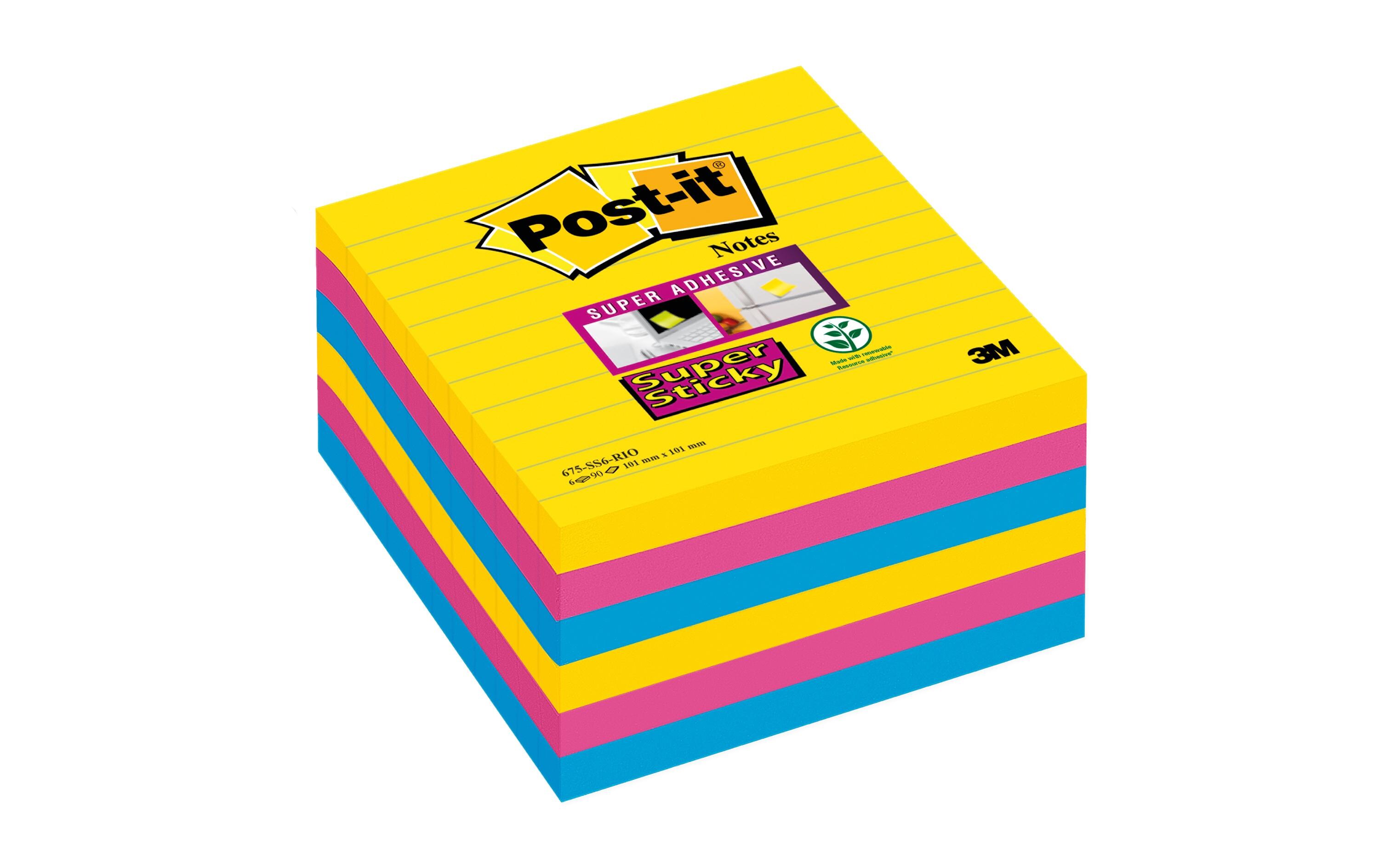 Notizzettel Super Sticky 10.1 x 10.1 cm, 6 Blöcke, liniertHaftnotizen