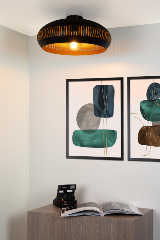 Lucide Rayco plafondlamp Ø45 zwart