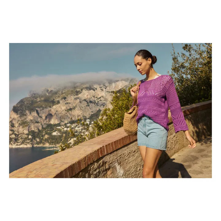 Alma Deia Short Taille Haute en Coton Bio | Denim bleached