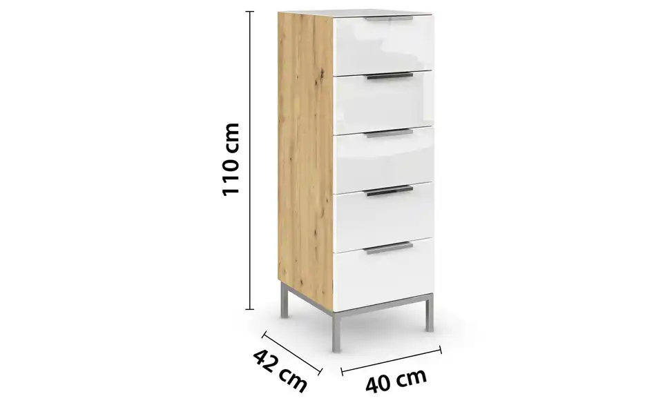 Kommode 40 cm verchromt Weiß