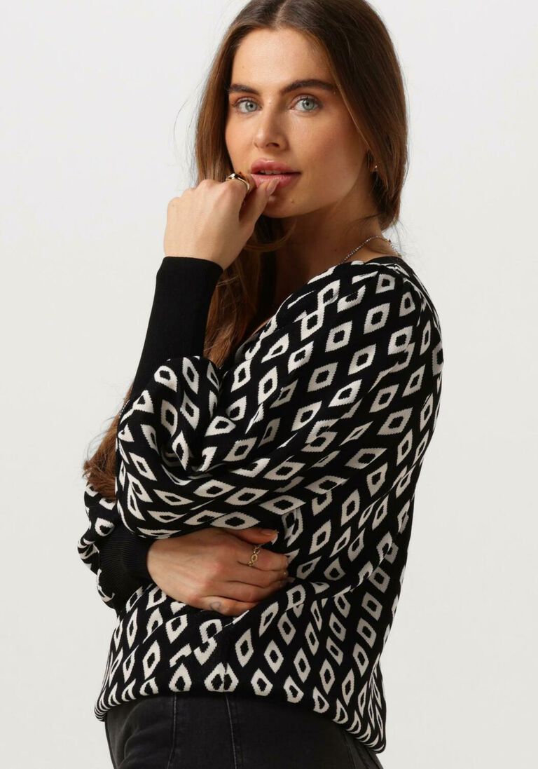 SUMMUM zwarte summum trui argyle v-neck sweater viscose polyamide knit
