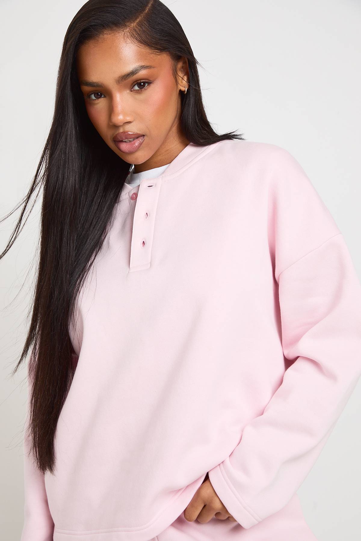 boohoo Ensemble Survêtement Court Sweat Col Henley